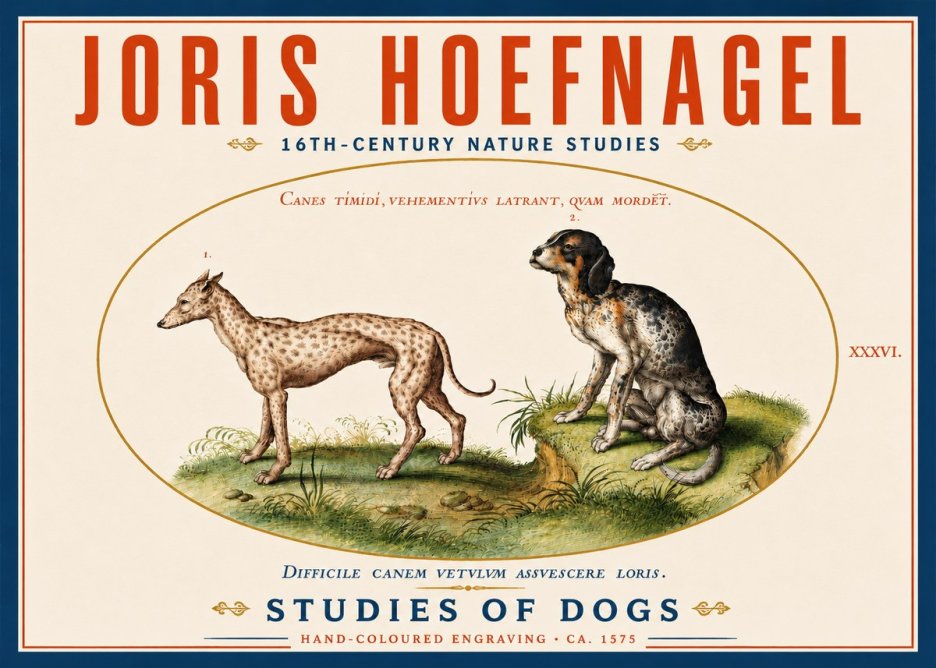Joris Hoefnagel Studies of Dogs No5 - Plakát