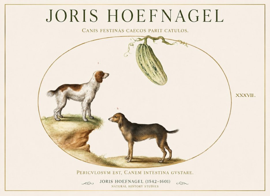 Joris Hoefnagel Canis Festinas Caecos Parit Catulos No1 - Plakát