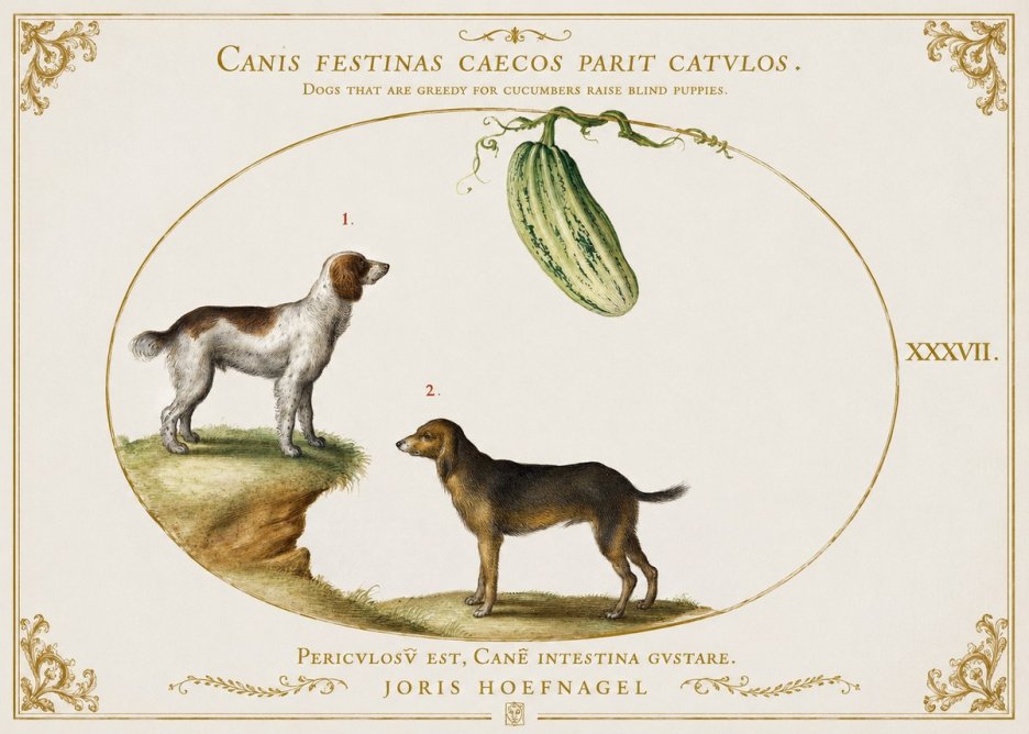 Joris Hoefnagel Canis Festinas Caecos Parit Catulos No2 - Plakát