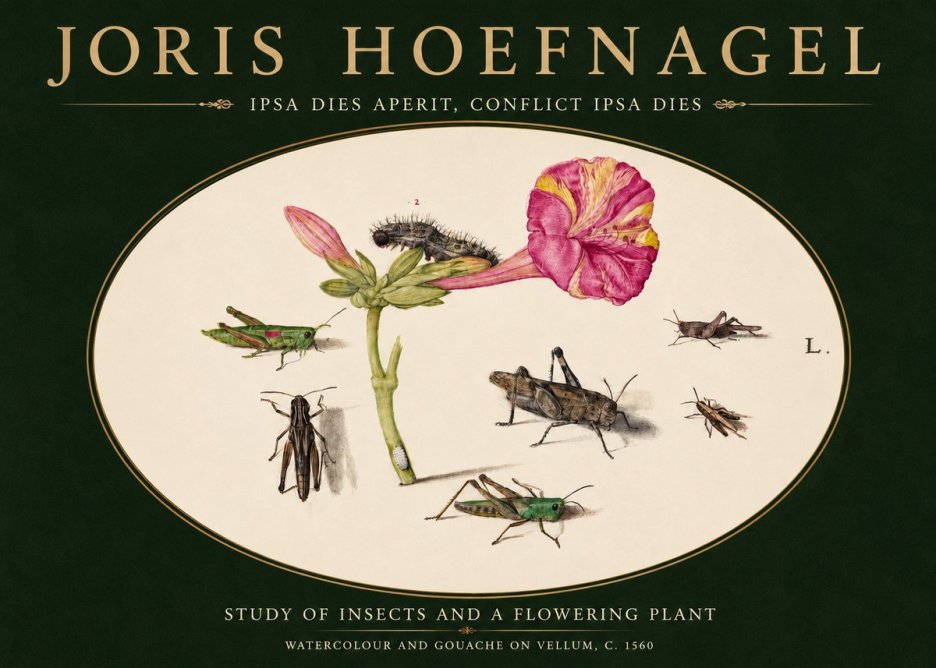 Joris Hoefnagel Study of Insects and a Flowering Plant No3 - Plakát