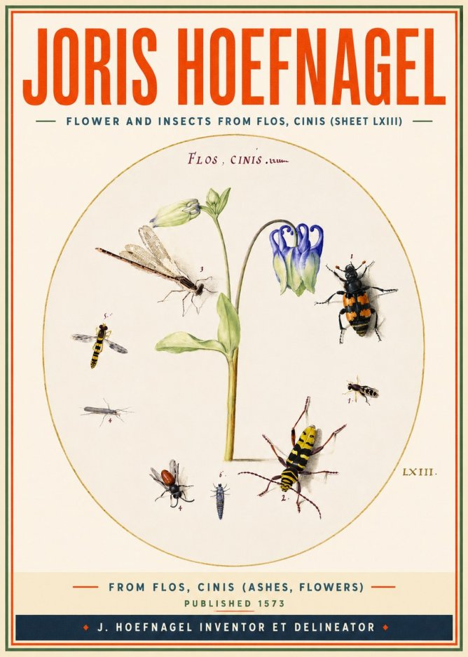 Joris Hoefnagel Insects and a Flower Study No4 - Plakát