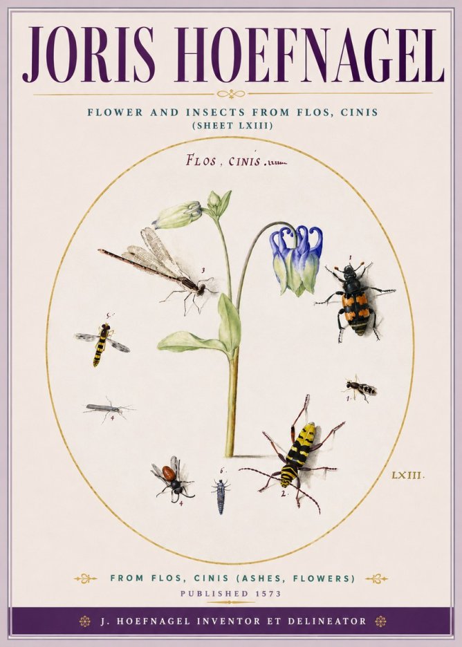 Joris Hoefnagel Insects and a Flower Study No5 - Plakát