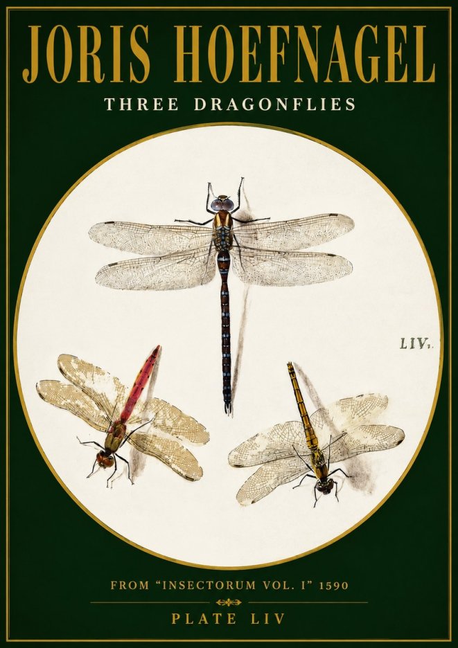 Joris Hoefnagel Three Dragonflies No3 - Plakát