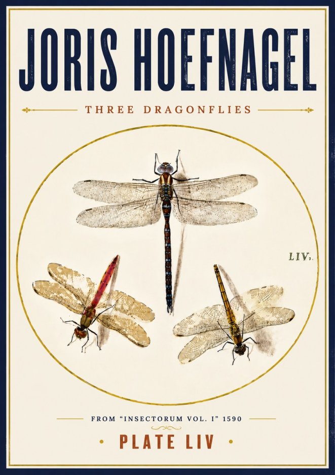 Joris Hoefnagel Three Dragonflies No6 - Plakát