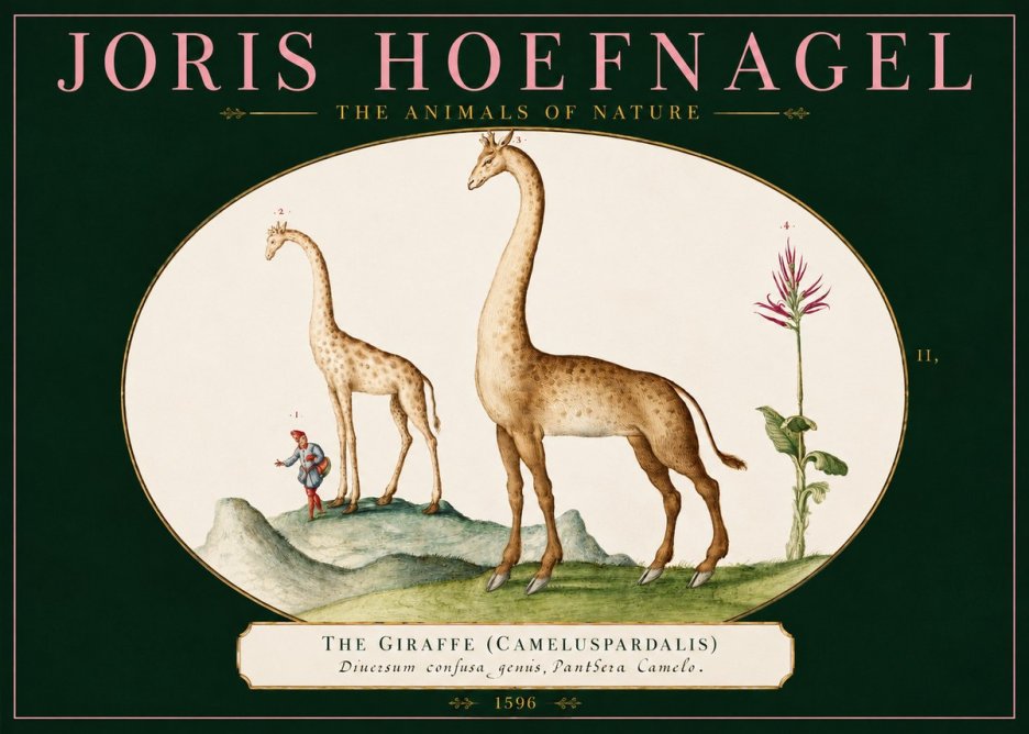 Joris Hoefnagel The Giraffe (Cameluspardalis) No2 - Plakát