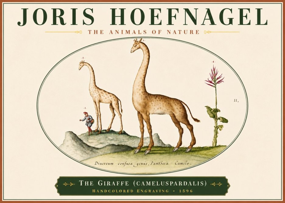 Joris Hoefnagel The Giraffe (Cameluspardalis) No6 - Plakát