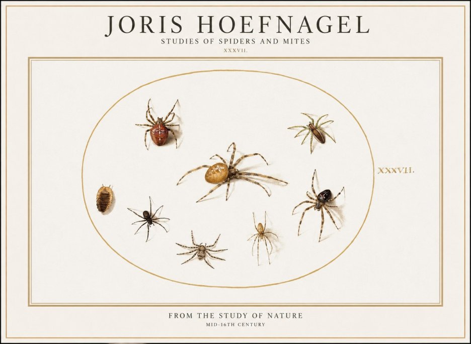 Joris Hoefnagel Study of Spiders and Mites - Plate Xxxvii. No2 - Plakát