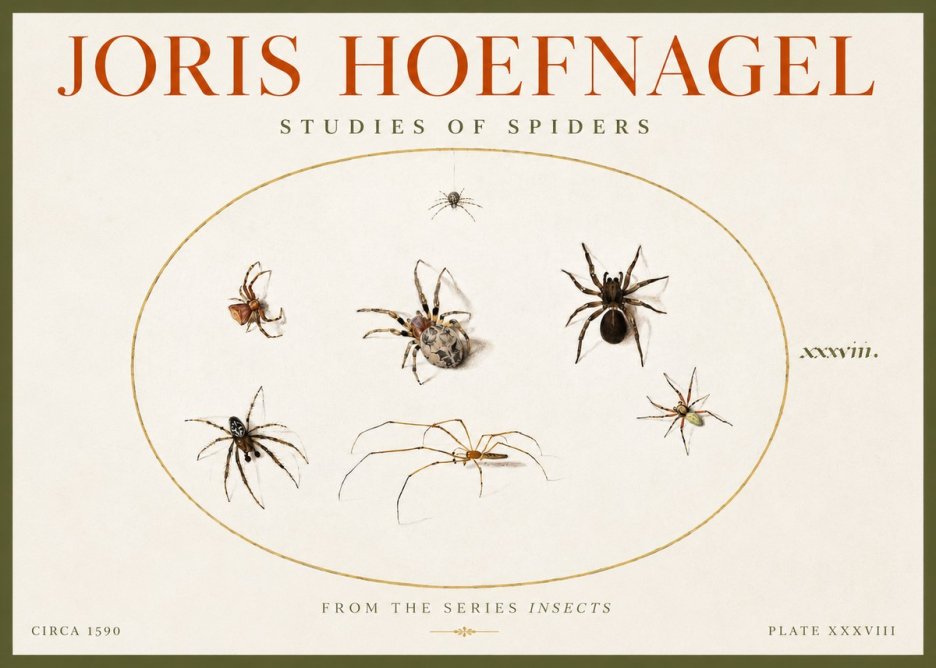 Joris Hoefnagel Studies of Spiders I No4 - Plakát