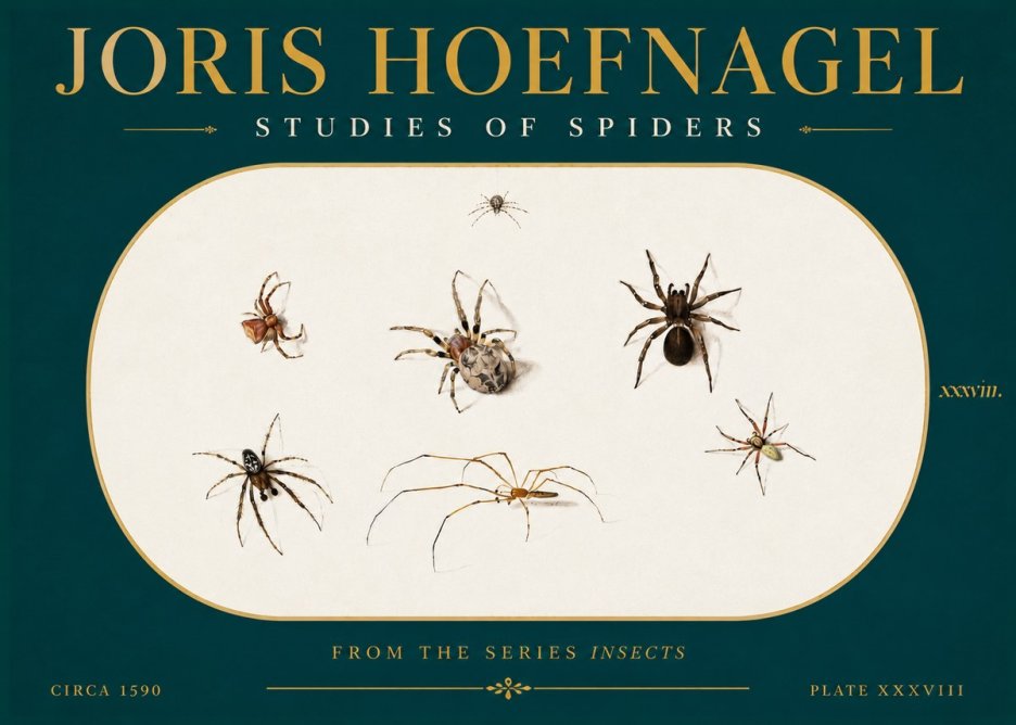 Joris Hoefnagel Studies of Spiders I No5 - Plakát