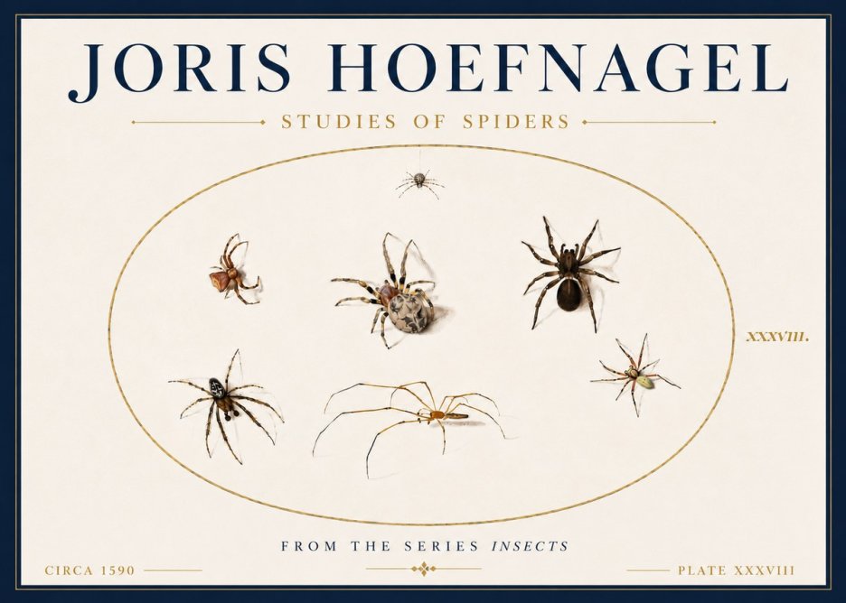 Joris Hoefnagel Studies of Spiders I No6 - Plakát