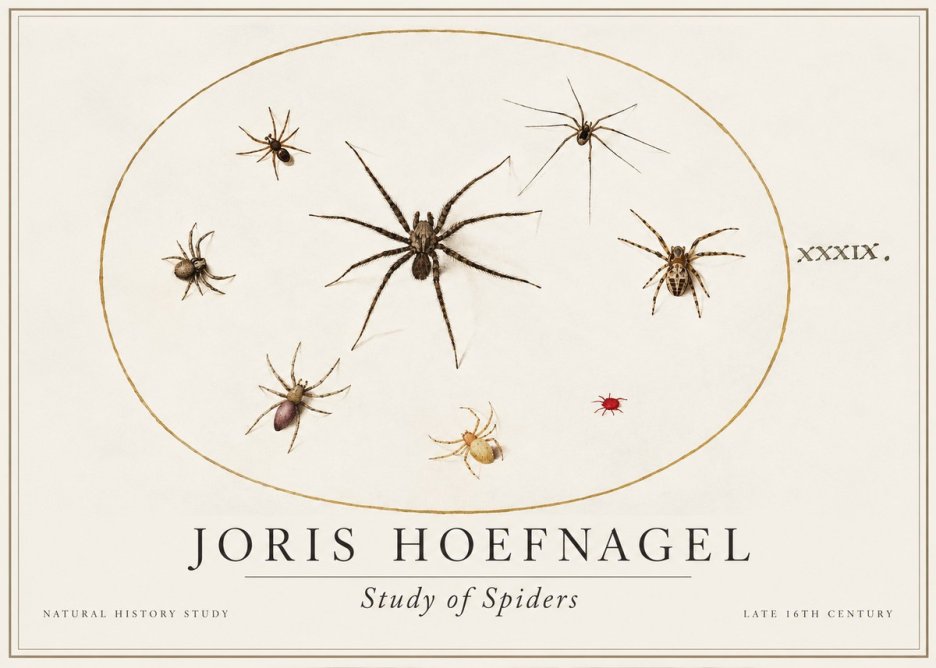 Joris Hoefnagel Studies of Spiders II No2 - Plakát
