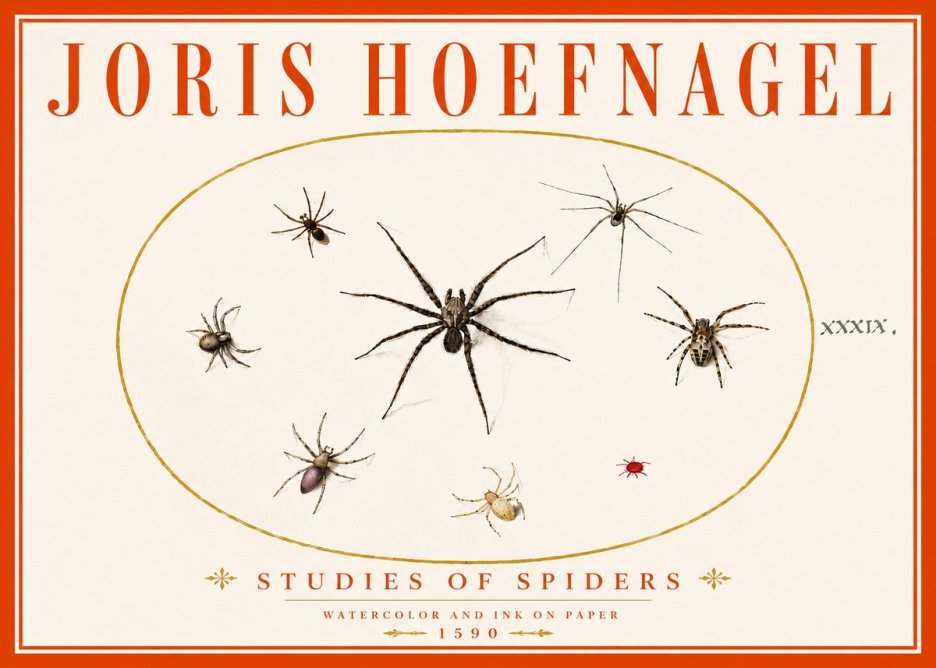 Joris Hoefnagel Studies of Spiders II No6 - Plakát