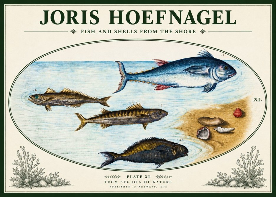Joris Hoefnagel Fish and Shells from the Shore No3 - Plakát