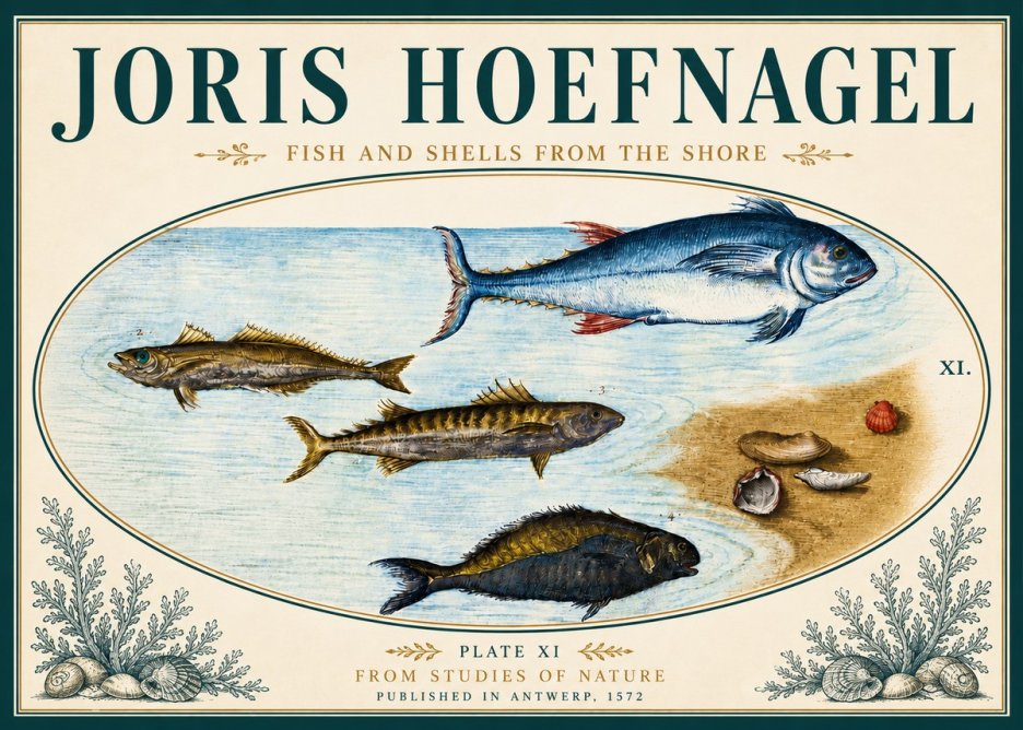 Joris Hoefnagel Fish and Shells from the Shore No6 - Plakát