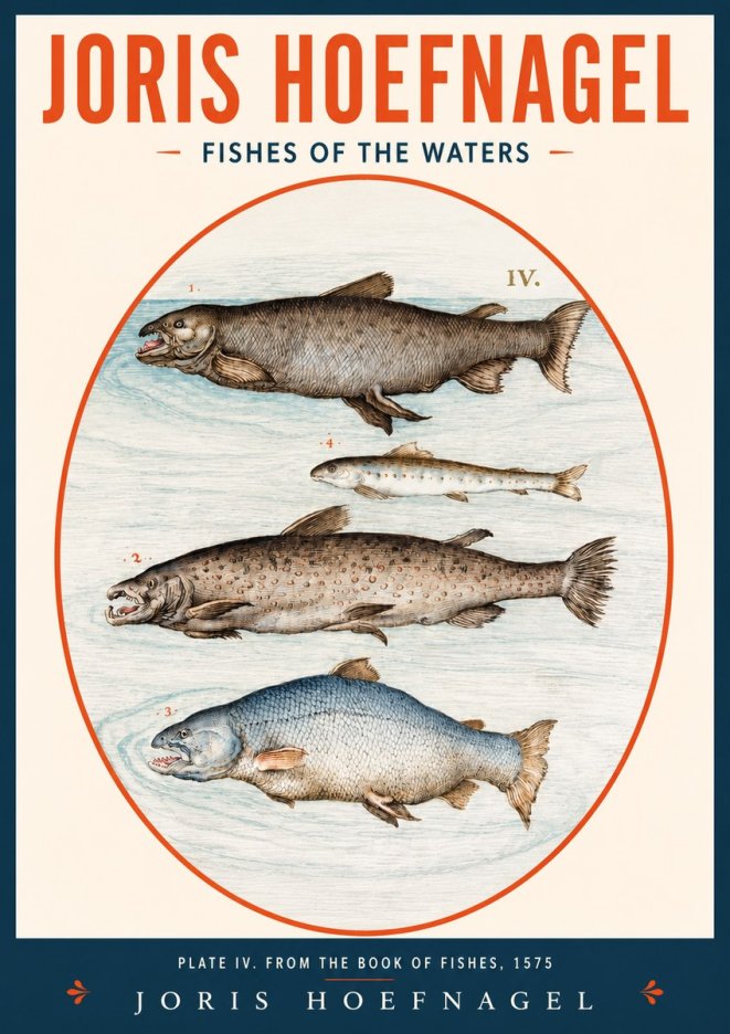 Joris Hoefnagel Fishes of the Waters I No2 - Plakát