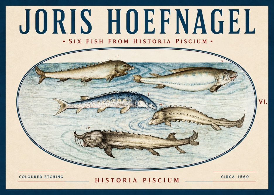 Joris Hoefnagel Fishes of Northern Waters No4 - Plakát