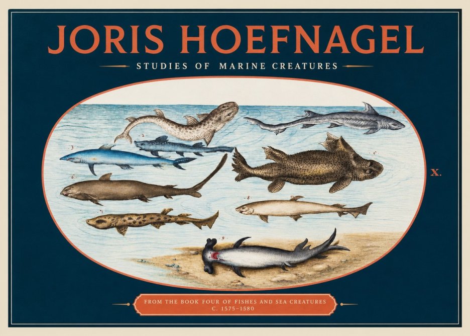 Joris Hoefnagel Studies of Marine Creatures No2 - Plakát