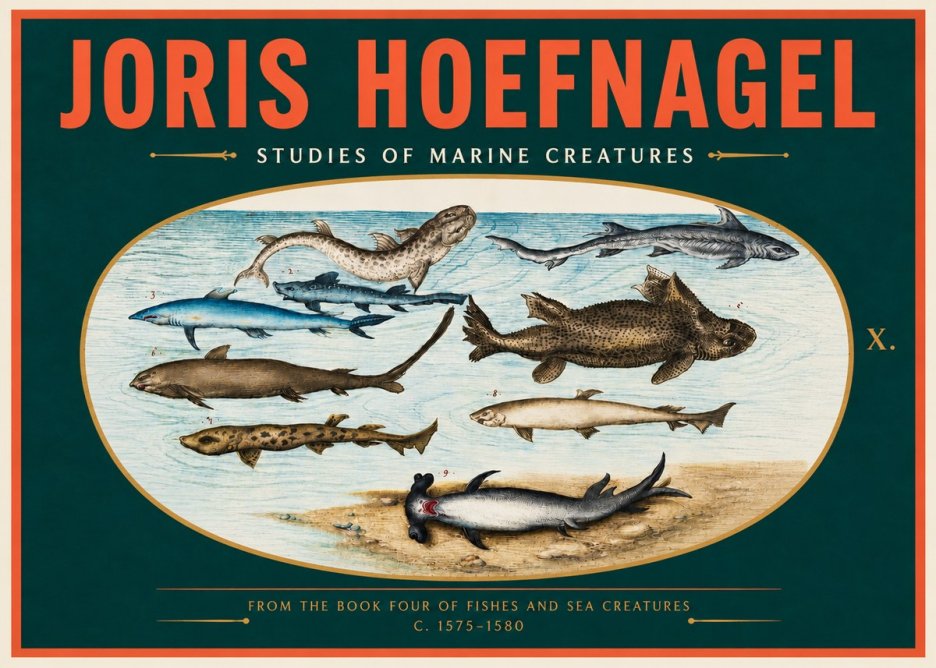 Joris Hoefnagel Studies of Marine Creatures No4 - Plakát