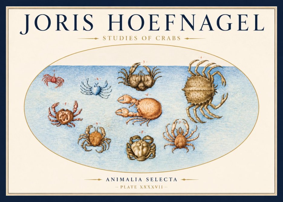 Joris Hoefnagel Studies of Crabs No3 - Plakát