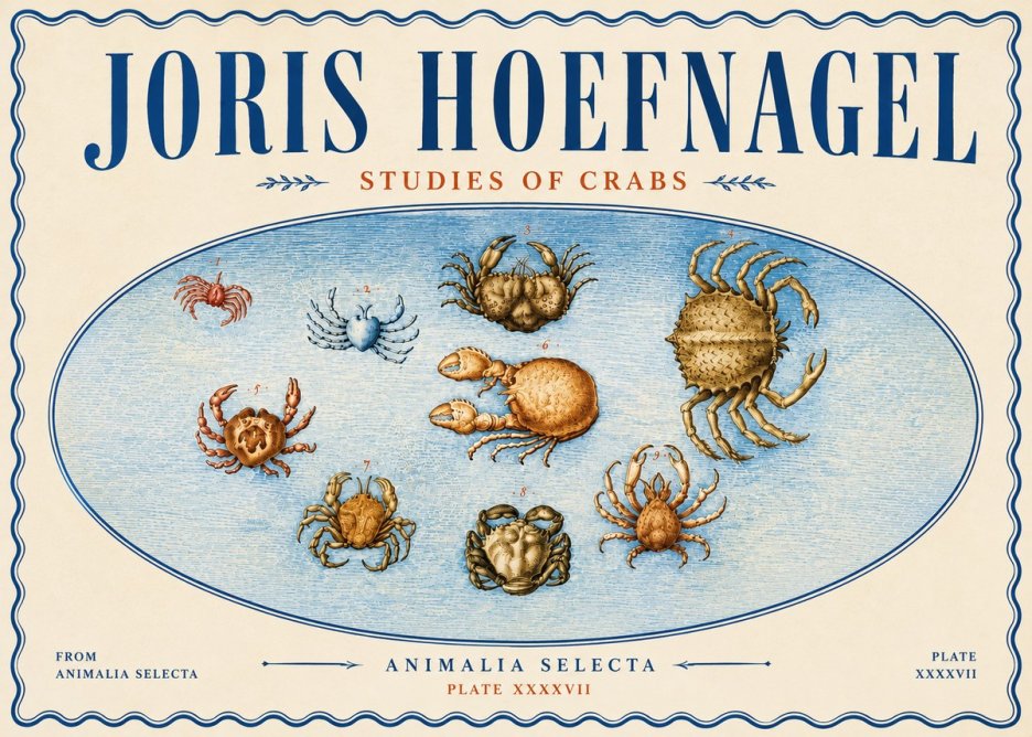 Joris Hoefnagel Studies of Crabs No6 - Plakát
