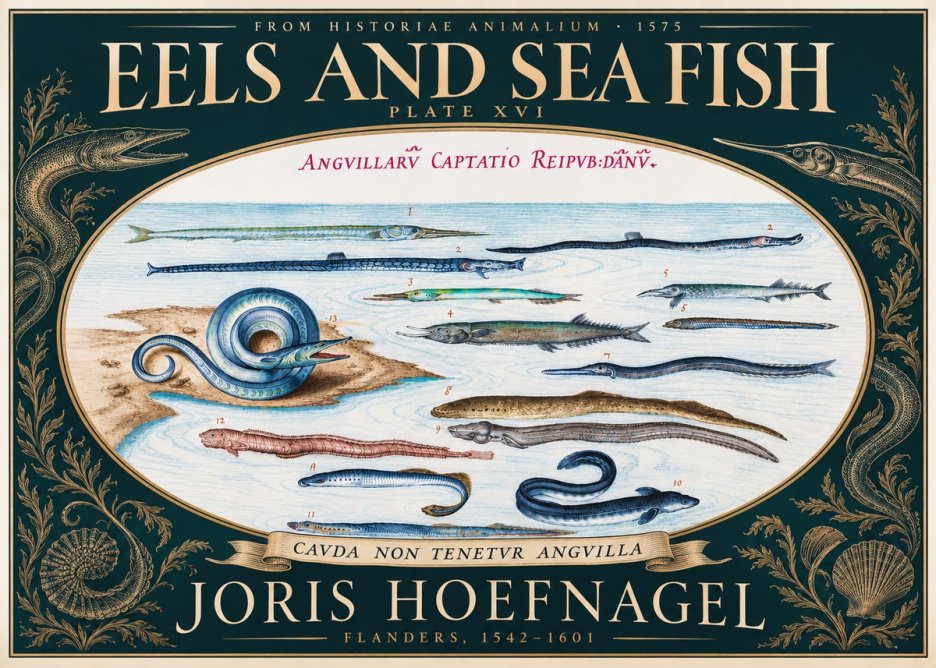 Joris Hoefnagel Eels and Sea Fish No5 - Plakát