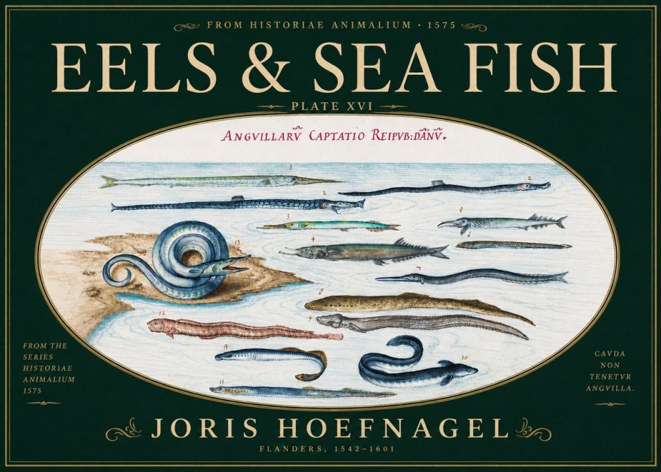 Joris Hoefnagel Eels and Sea Fish No6 - Plakát
