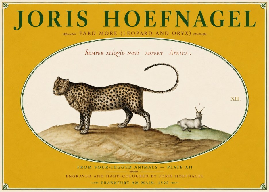 Joris Hoefnagel Pard More (Leopard and Oryx) No6 - Plakát