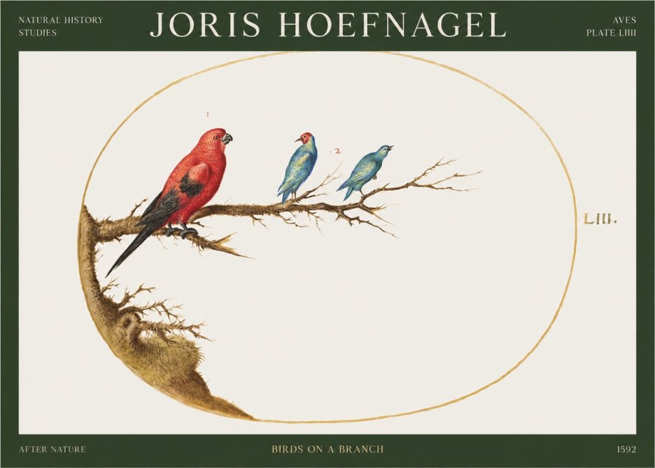 Joris Hoefnagel Birds on a Branch No1 - Plakát