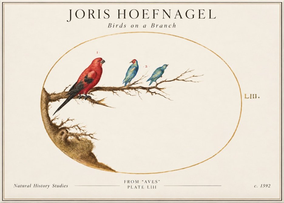 Joris Hoefnagel Birds on a Branch No2 - Plakát