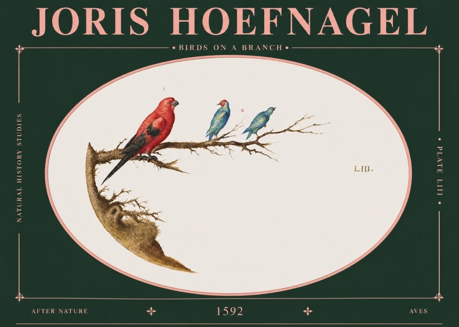 Joris Hoefnagel Birds on a Branch No6 - Plakát