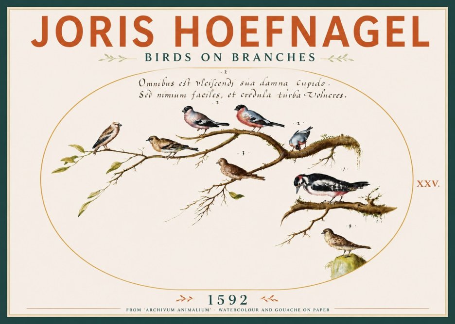 Joris Hoefnagel Birds on Branches No4 - Plakát