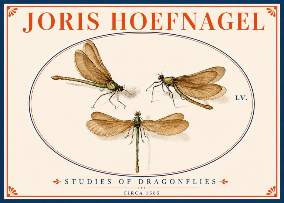 Joris Hoefnagel Studies of Dragonflies No5 - Plakát
