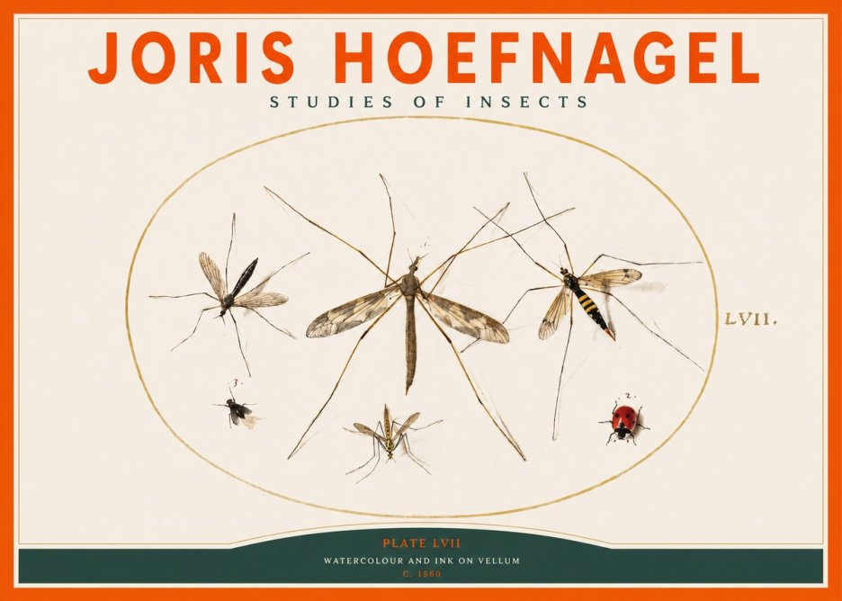 Joris Hoefnagel Studies of Insects II No2 - Plakát