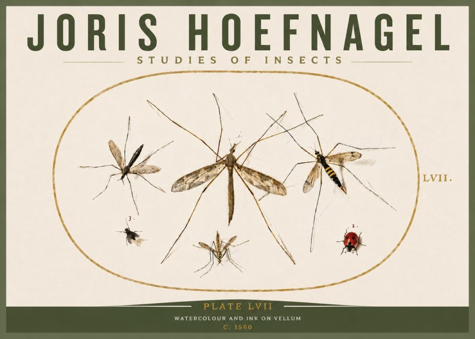 Joris Hoefnagel Studies of Insects II No5 - Plakát