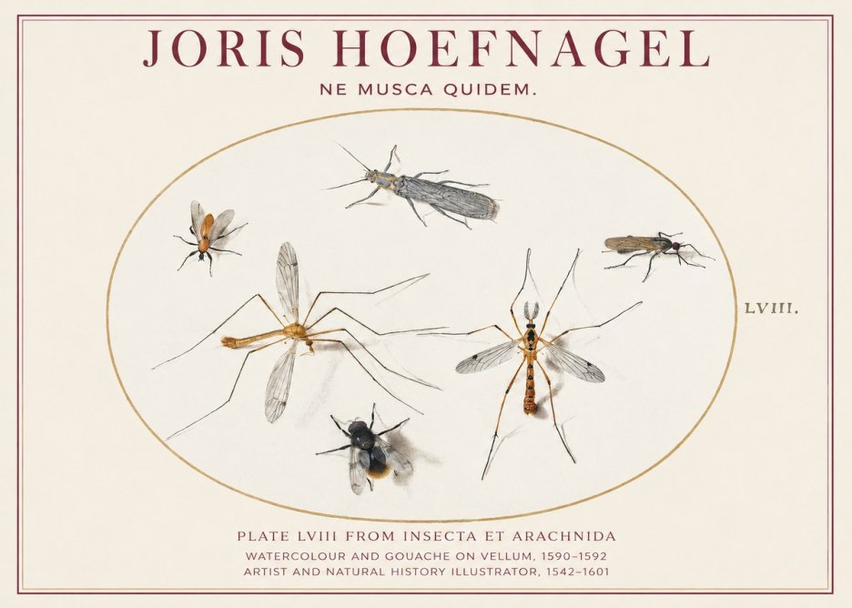 Joris Hoefnagel Plate Lviii from Insecta Et Arachnida No1 - Plakát