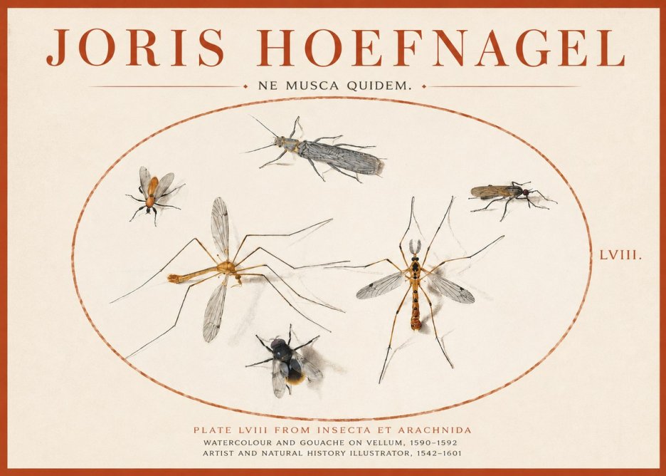 Joris Hoefnagel Plate Lviii from Insecta Et Arachnida No3 - Plakát
