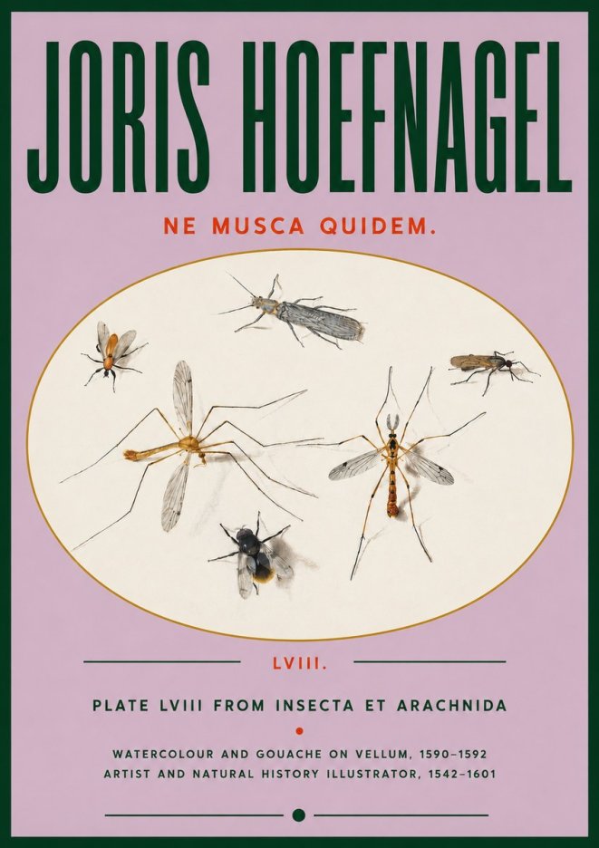 Joris Hoefnagel Plate Lviii from Insecta Et Arachnida No4 - Plakát