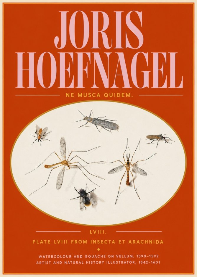Joris Hoefnagel Plate Lviii from Insecta Et Arachnida No5 - Plakát