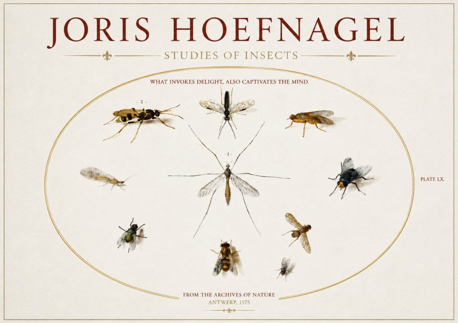 Joris Hoefnagel Studies of Insects III No3 - Plakát