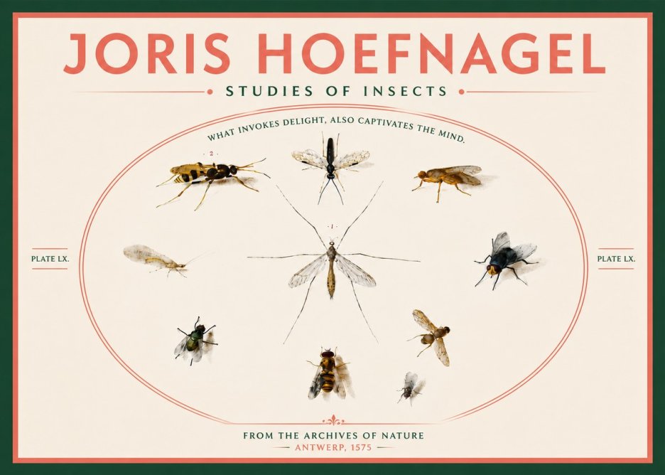 Joris Hoefnagel Studies of Insects III No6 - Plakát