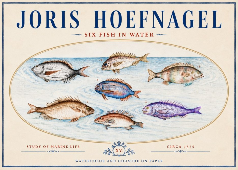 Joris Hoefnagel Six Fish in Water No4 - Plakát