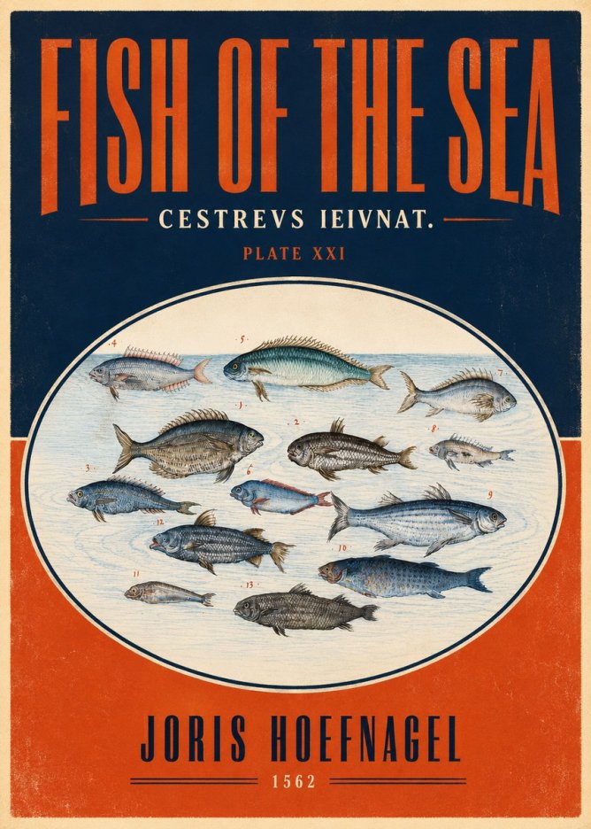 Joris Hoefnagel Fish of the Sea - Cestrevs Ieivnat. Plate Xxi No4 - Plakát