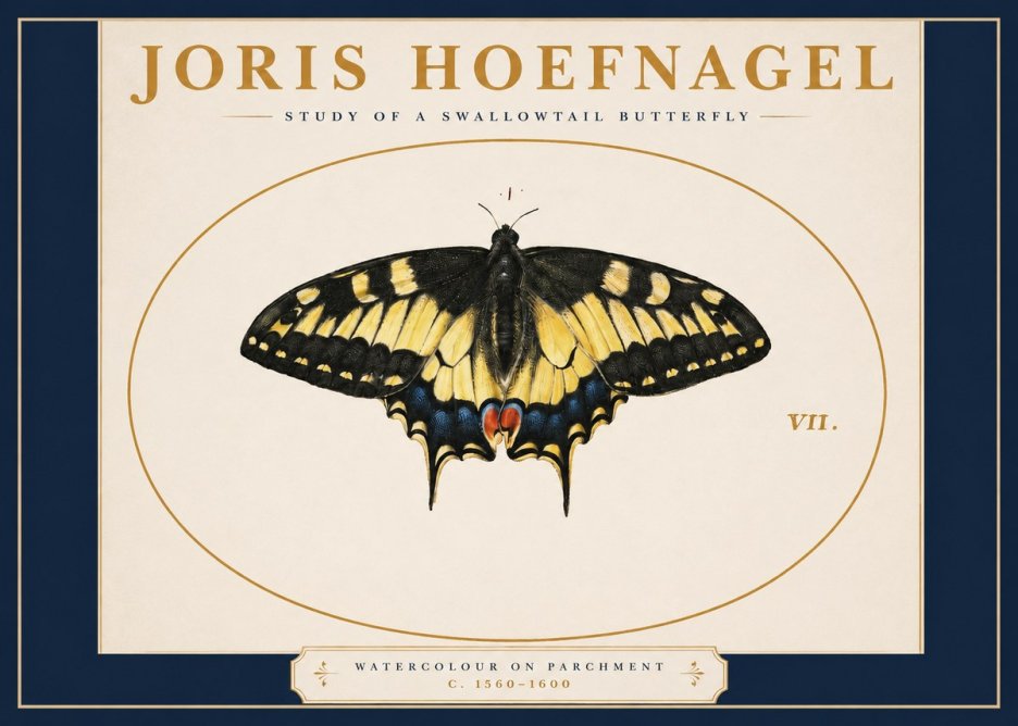 Joris Hoefnagel Study of a Swallowtail Butterfly No2 - Plakát