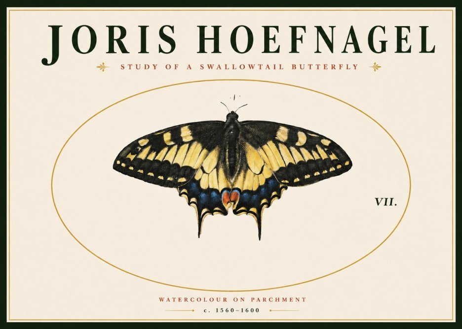 Joris Hoefnagel Study of a Swallowtail Butterfly No4 - Plakát