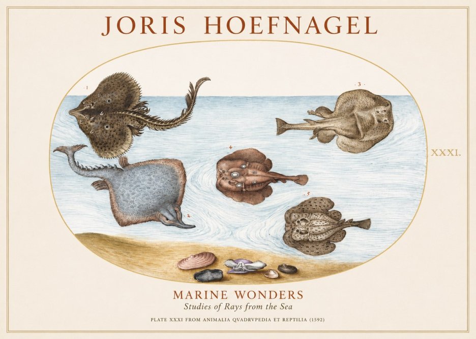 Joris Hoefnagel Studies of Rays and Shells No2 - Plakát