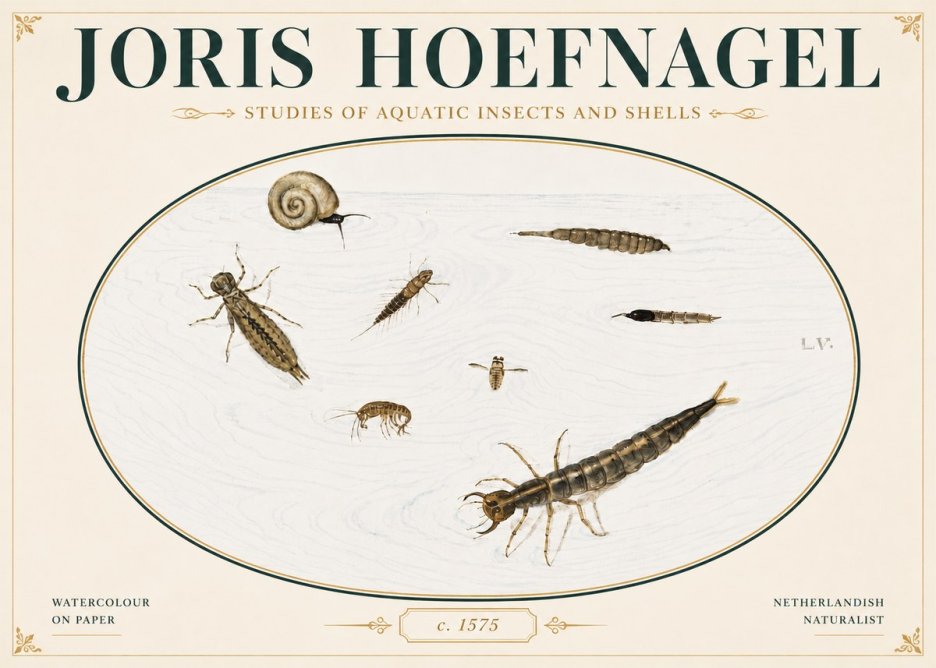 Joris Hoefnagel Studies of Aquatic Insects and Shells No4 - Plakát
