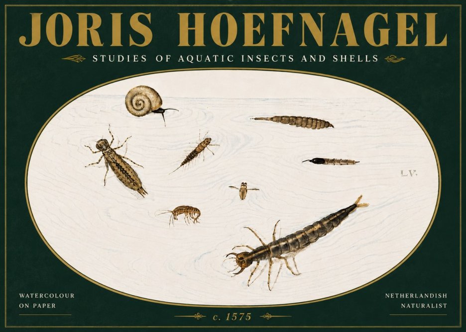 Joris Hoefnagel Studies of Aquatic Insects and Shells No5 - Plakát
