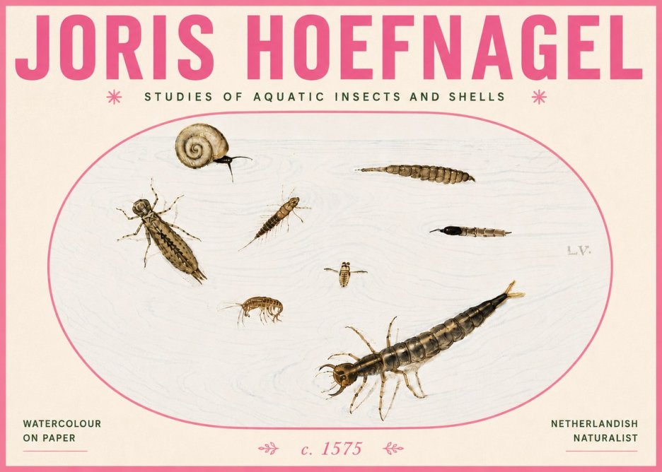 Joris Hoefnagel Studies of Aquatic Insects and Shells No6 - Plakát