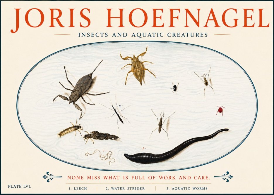 Joris Hoefnagel Insects and Aquatic Creatures No5 - Plakát