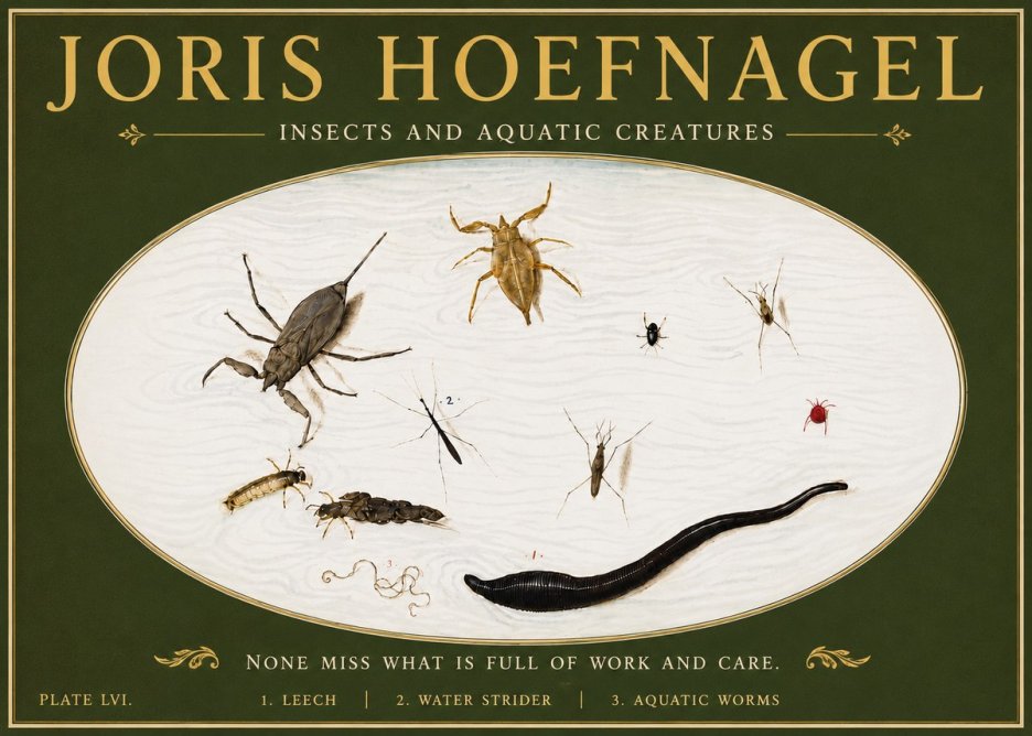 Joris Hoefnagel Insects and Aquatic Creatures No6 - Plakát